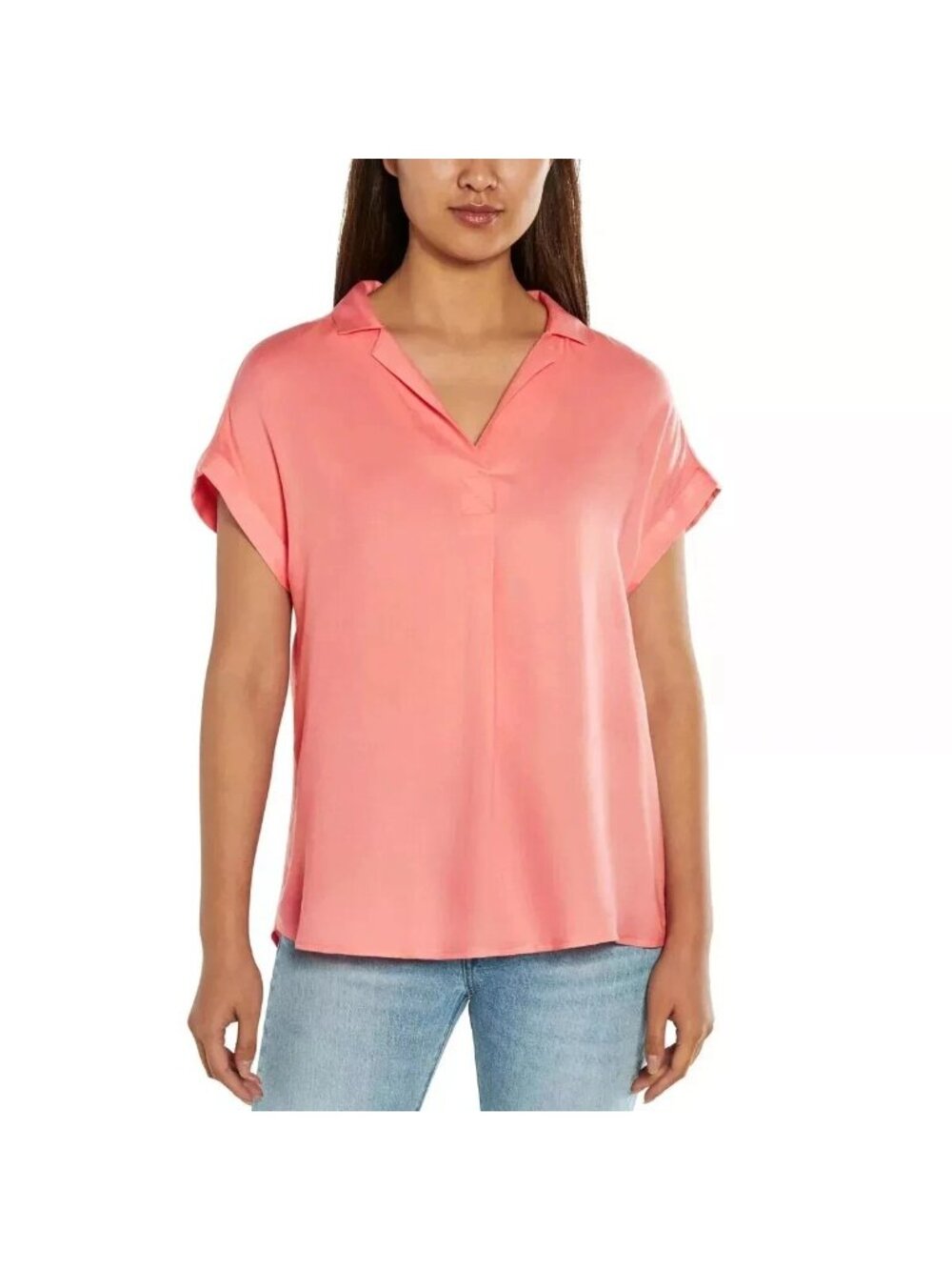 NWT Gap Pink Women's S Blouse Rayon-Lyocell Blend Pullover Short Sleeve